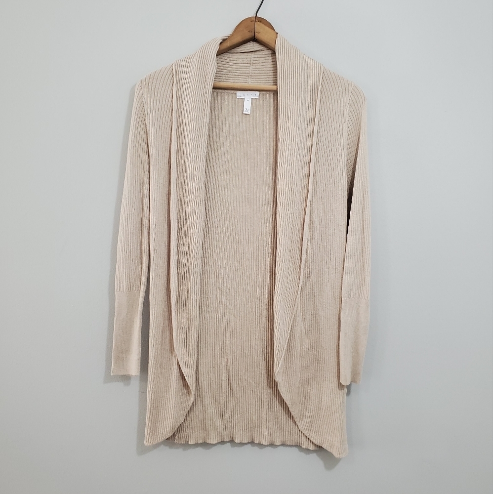 Anthro Leith Beige Wool Blend Open Front Cardigan